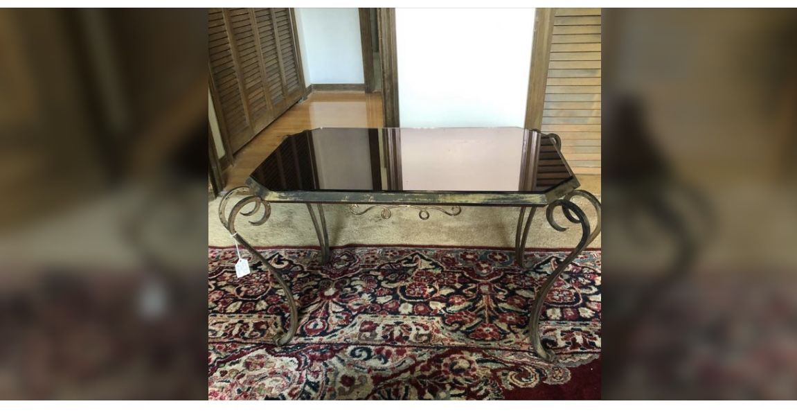 Iron & vintage Glass coffee Table