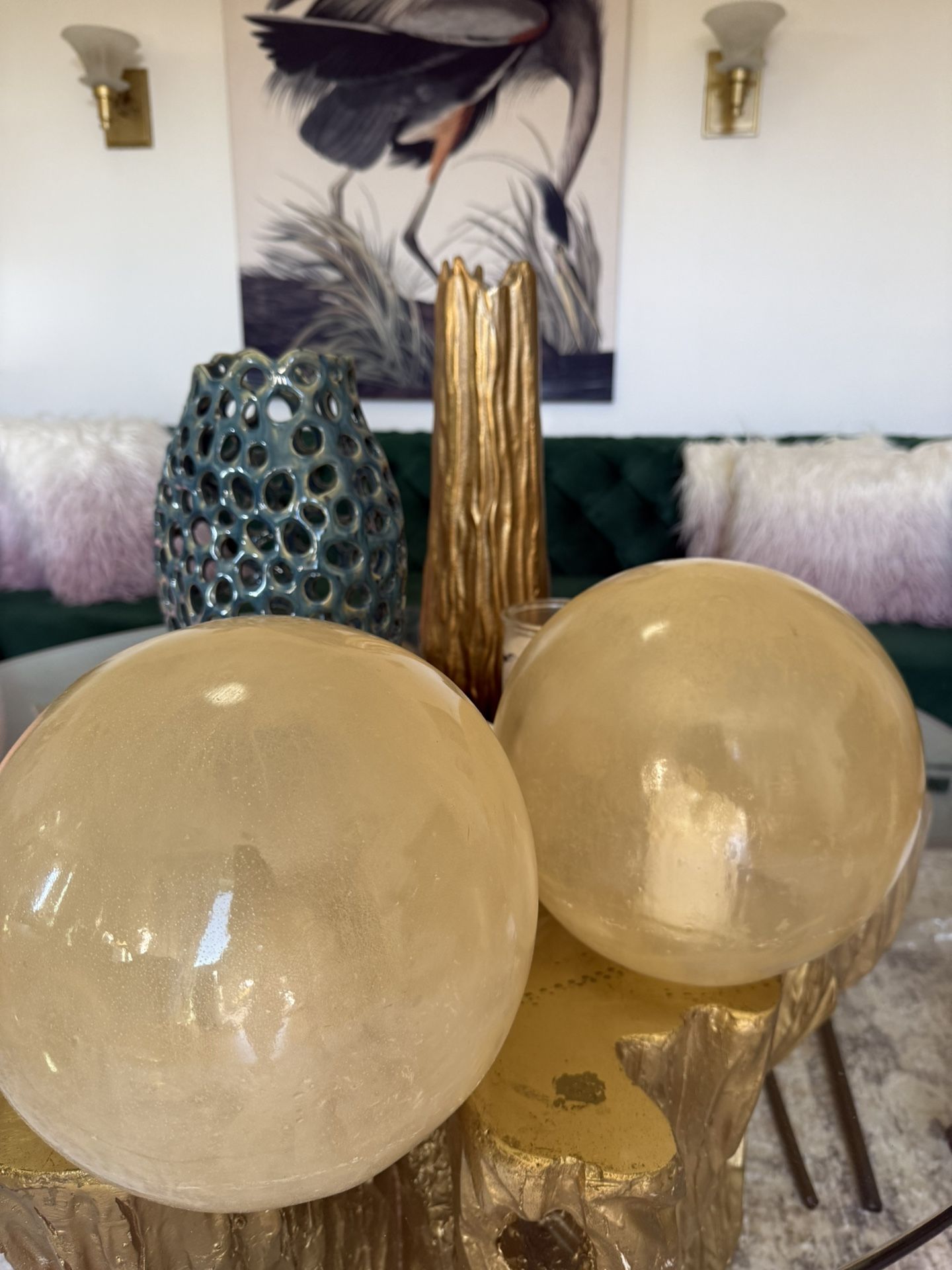 Lightly Used Two Decor Indoor/ Outdoor Candles Balls! H” 10, Very Unique! Weather Resistant! 