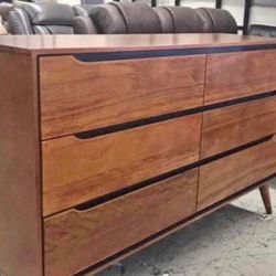 New Mid Century Dresser.  Solid Oak/ Veneer Oak.  Oak Or White.  58x17Dx35H.  Free Delivery!