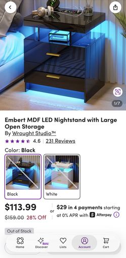 Brand New Embert MDF LED Nightstand