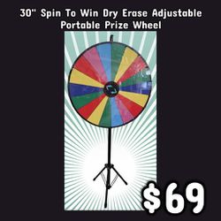 NEW 30" Spin To Win Dry Erase Adjustable Portable Prize Wheel: Njft 