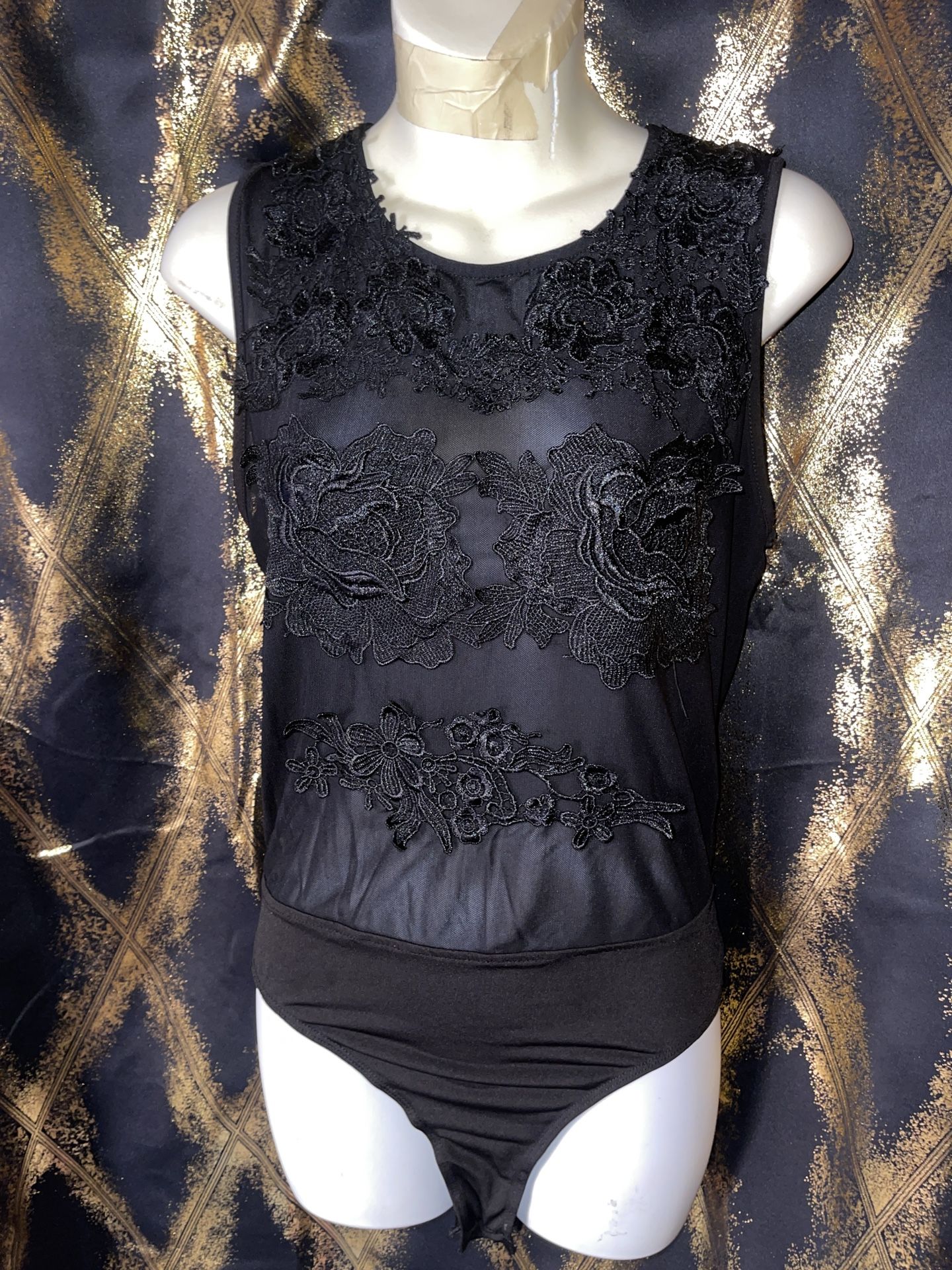 Black sheer Body Suit Size m/l