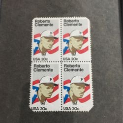 4 Blocks Of Framed Baseball Stamps Clemente Robison 1939 1969