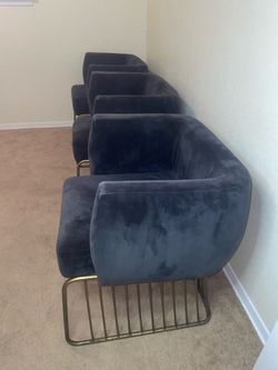 Set of 3 black Velvet Barrel Accent Chairs