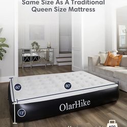 OlarHike Queen Air Mattress with Built in Pump,Inflatable Blow Up Airbed with Storage Bag,13" High Speed Inflation Black, Camping Accessories, Travel 