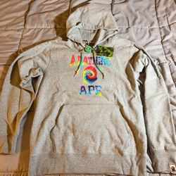 A Bathing Ape Grey Hoodie Tie Dye Logo XL