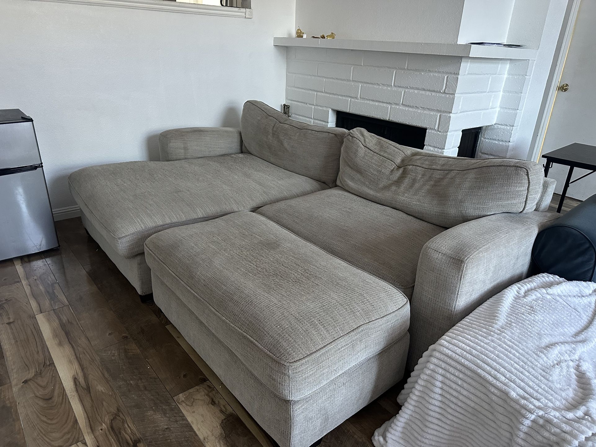 Grey L Couch With Removable Section Piece