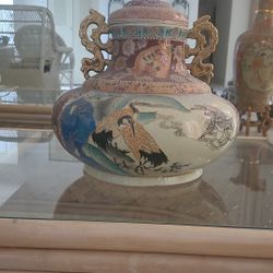 Antique Vintage Asian Vase With Lid