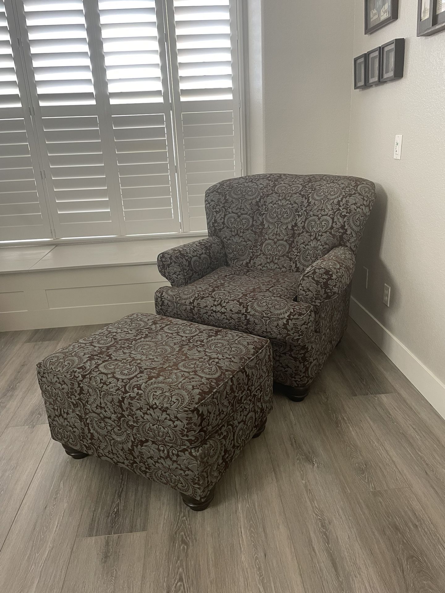 Ashley Furniture Chair, Ottoman, and Pillows - PRICE REDUCED