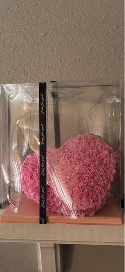 Pink Rose Foam Heart with Rhinestones