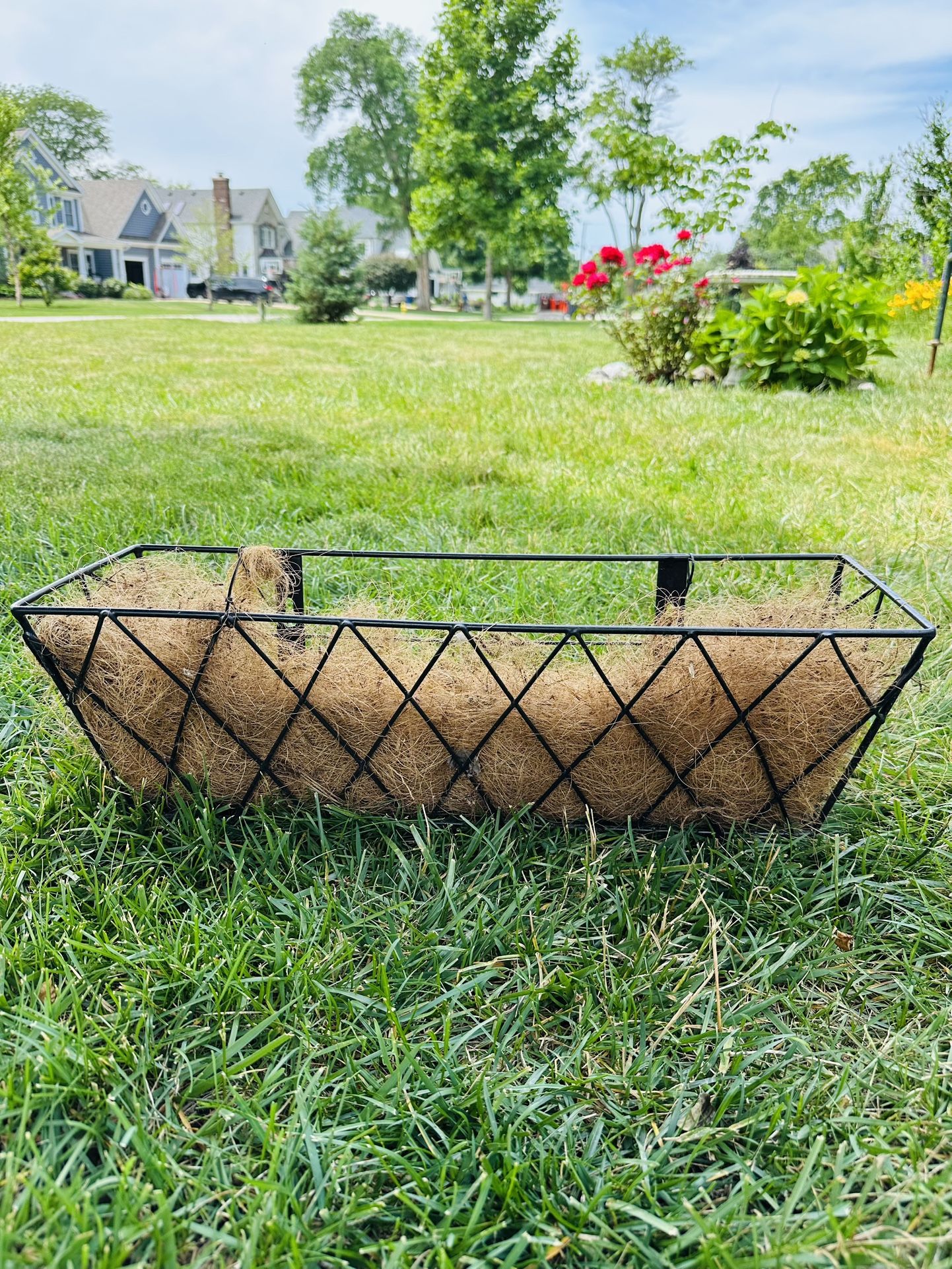 Window Metal Box Planter with a Coco liner, designed for holding plants and flower L24/H7.5/D8 $12