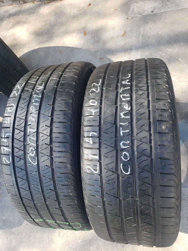 2 Used Tires 275 40 22 Continental