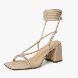 Size6.5 Sandals Strappy Straps Ankle Wrap Heels