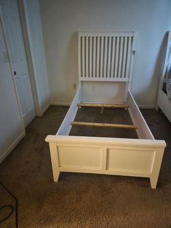 White Wood Twin Bed Frame