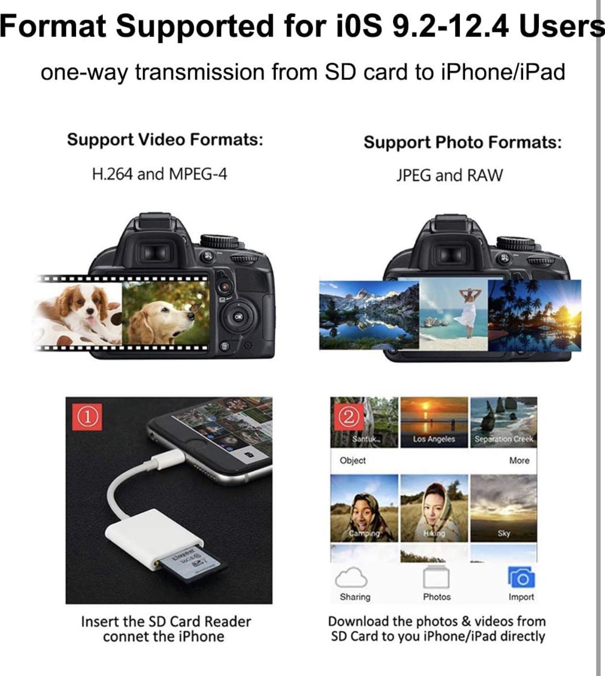 SD Card Reader for iPhone/iPad, TF & SD Card to iPhone Adapter with Dual Slot 3rd Gen, Trail