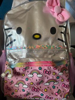 Sanrio Hello Kitty Iridescent Silver Rainbow Sequin Backpack Pink