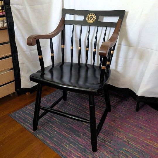 Harvard Collegiate Wood Chair Radcliffe College Dark Wood Academia Captain Chair by Nichols & Stone