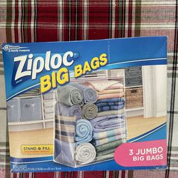 NIB Ziploc Set of 2 Jumbo Big Bags (6 Total) 