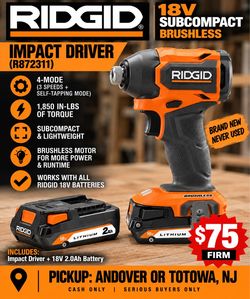 RIDGID SubCompact Impact Driver + Battery — $75