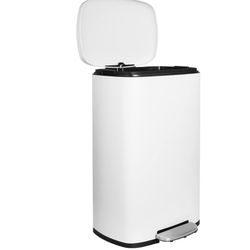 13.2 Gallon Step Trash Can, Stainless Steel Garbage Bin, Soft-Close Rubbish Bin with Removable Plastic Inner Bucket, Fingerprint-Proof, Lid Dustbin, S