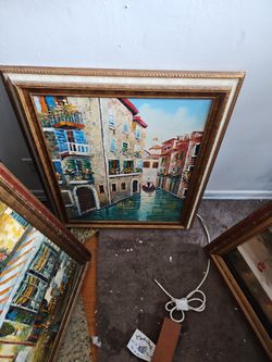Various oil paintings with nice acrylic frame.