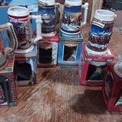 1997, 2000, 2001, 2002, 2003 & 2005 Budweiser's Holiday Steins
