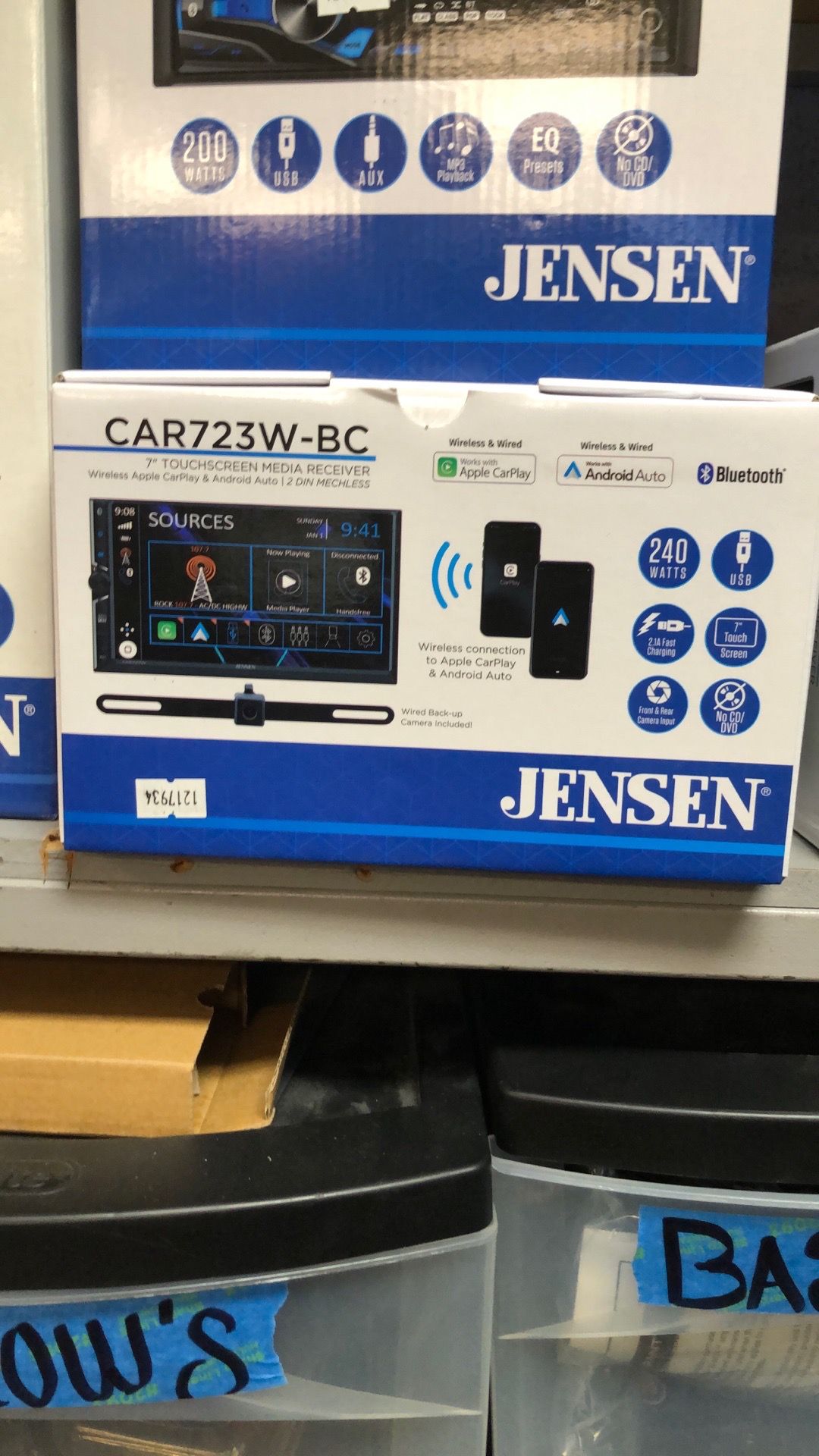 Jensen wireless Apple CarPlay and Android auto stereo with back up camera
