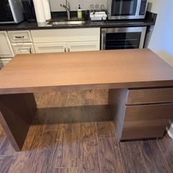 2- Wood desks and a bookshelf
