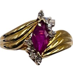 10K YELLOW GOLD RUBY DIAMOND RING 