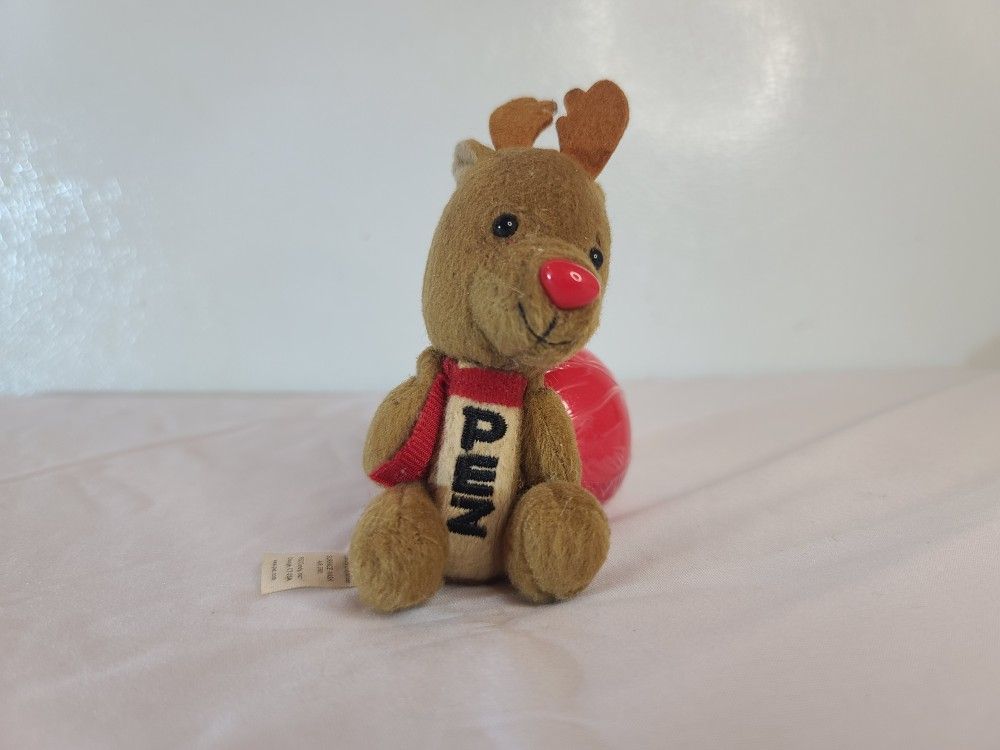 PEZ Winter 2010 Plush Reindeer Candy Dispenser Keychain Stuffed Animal