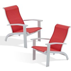 2 Pieces Adirondack Chairs Outdoor Furniture Patio Chairs for Beach, Pool, and Fire Pit Seating, Red
