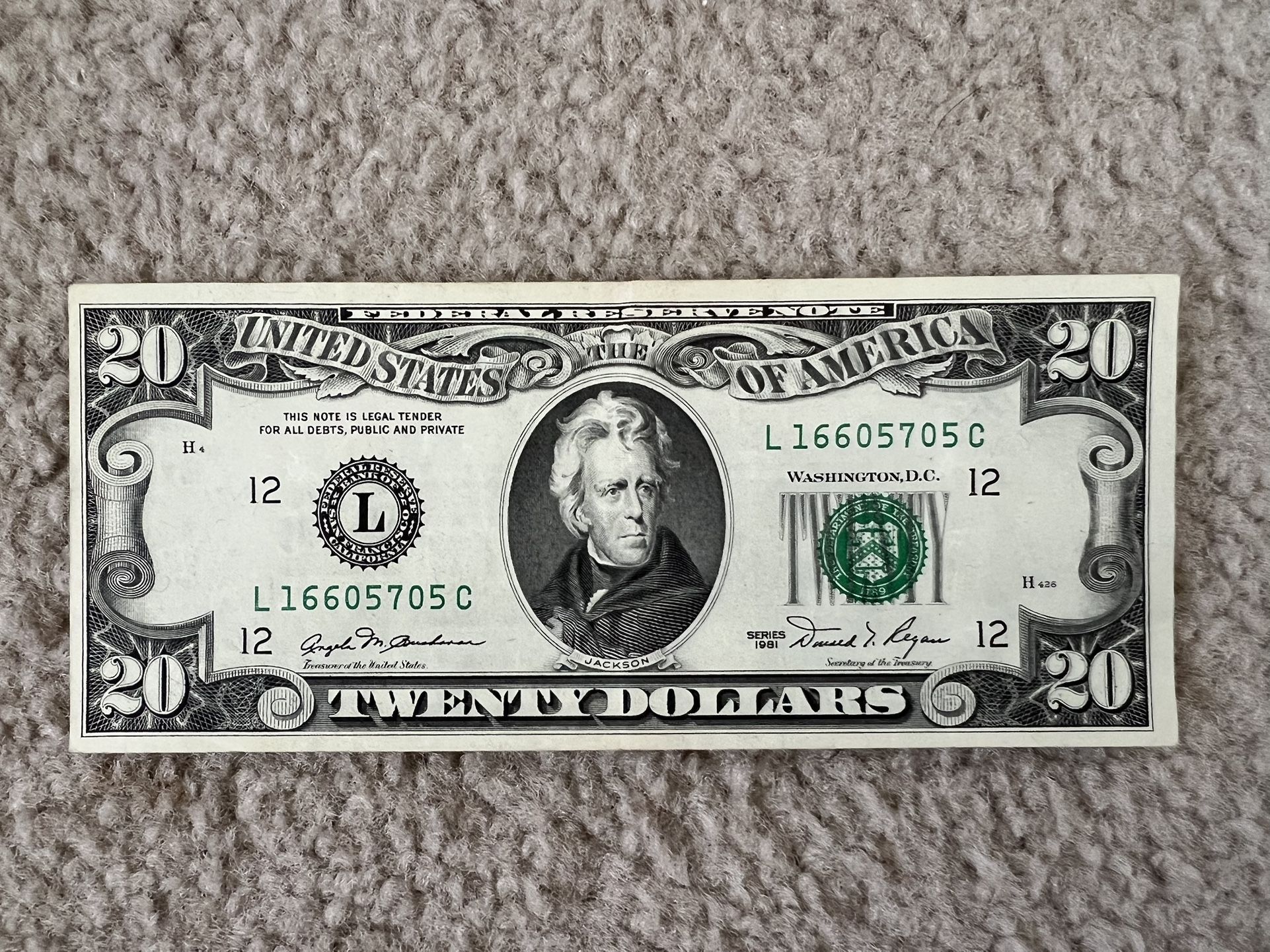 20 Dollars US Commemorative Banknote (Year Of 1981)