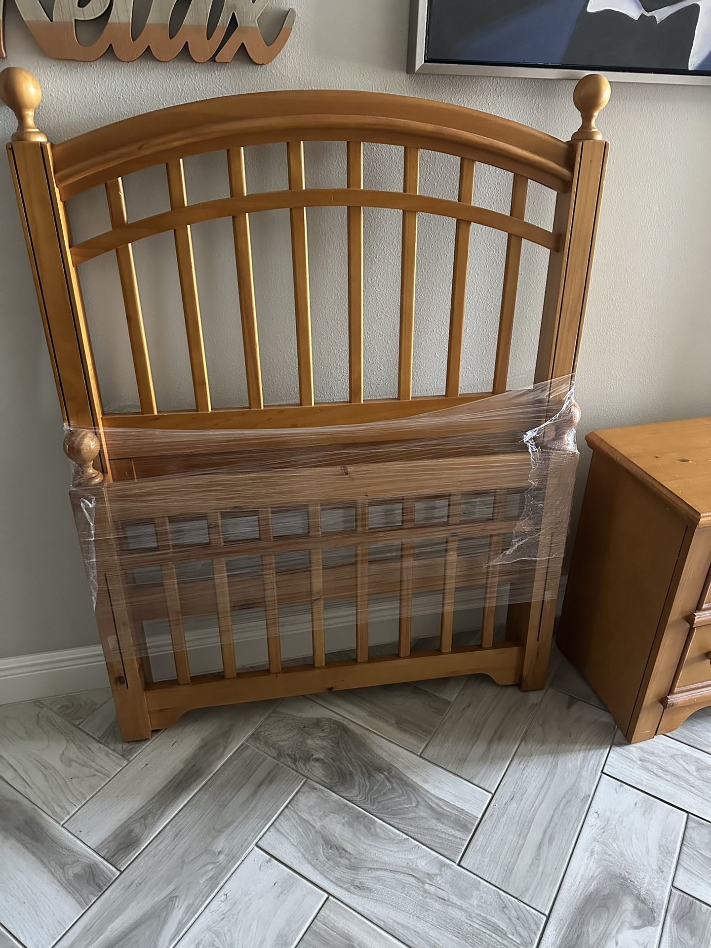 Twin Bedroom Set – Walnut Finish – $250 OBO
