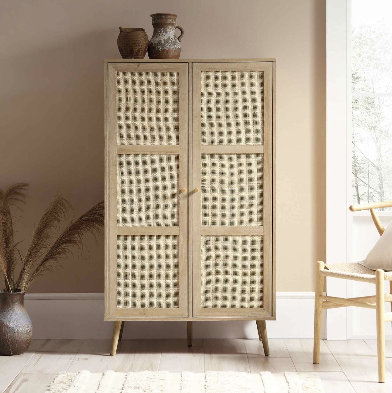 Frances Woven Rattan Compact Double Closet, Natural