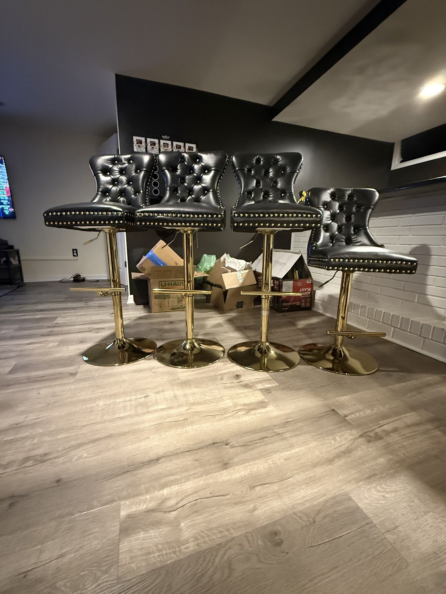 Black And Gold Barstools (Set of 4)