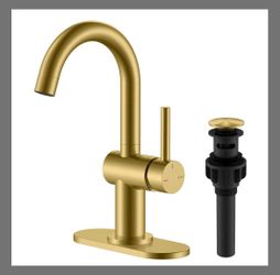 KENES Brushed Gold Single Handle Bathroom Faucet