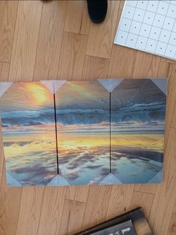 Sunset Ocean Triptych Canvas Wall Art