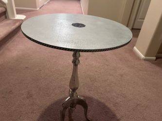 Silver Round Pedestal Accent Table
