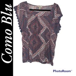 Como Blu top paisley short sleeve women’s size small stretchy short sleeve new  
