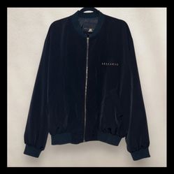 Vintage Bellagio Las Vegas Full Zip Bomber Jacket Black Lightweight Sz Large/XL