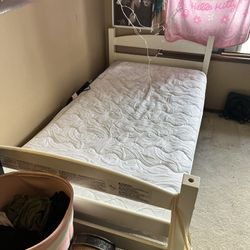 Twin Size Bed With Spring Mattress. 