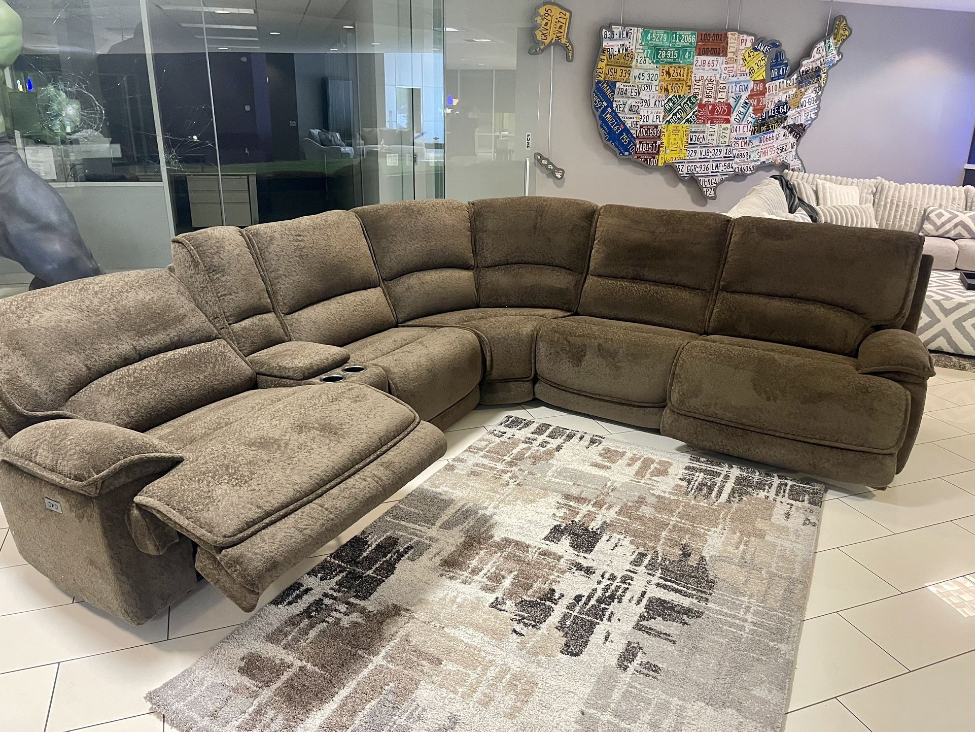 Brown Sectional Sofa With Reclining Seats