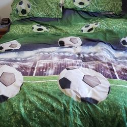 Soccer Duvet Cover, Sheet And Two Shams