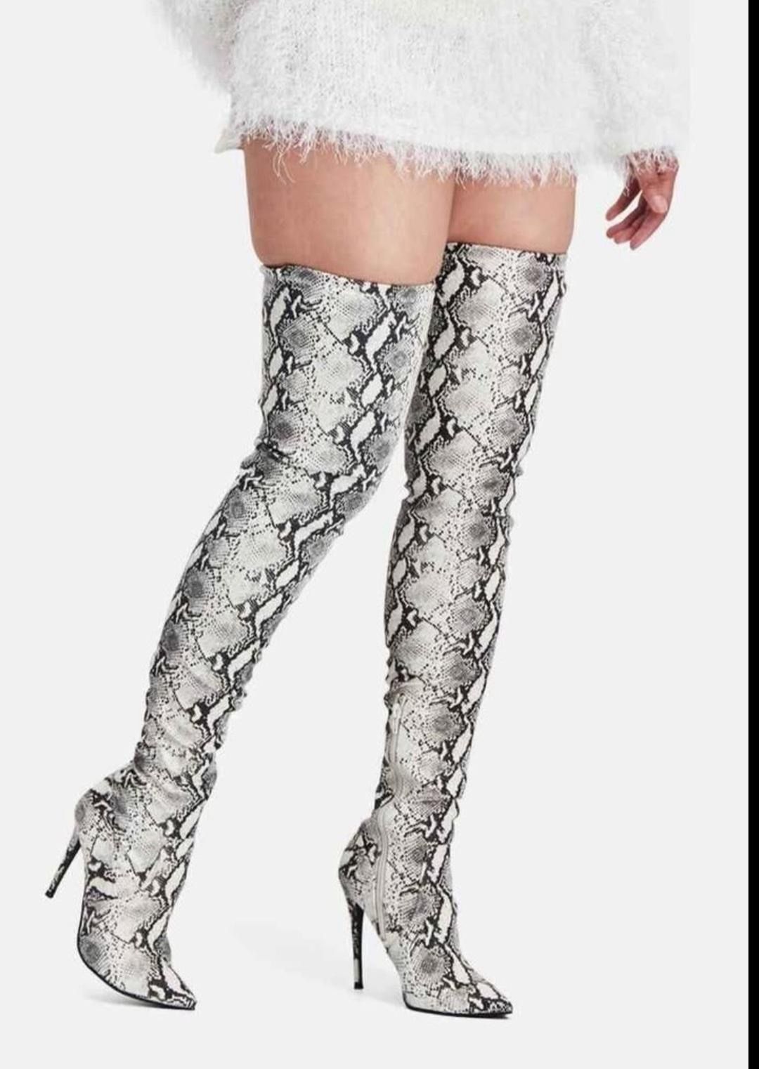 Steve Madden Dominique Natural Snake Thigh High Boots