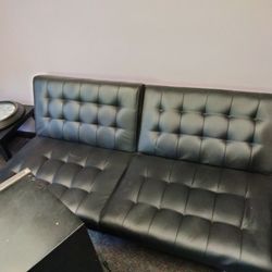 Two Black Leather Futons 