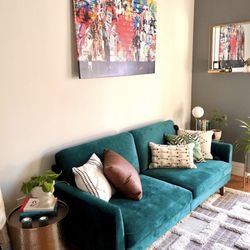 77.5” Velvet Split Back Convertible Sofa 