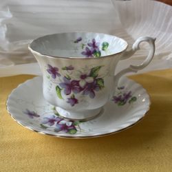 Royal Albert Violets. cup and saucer