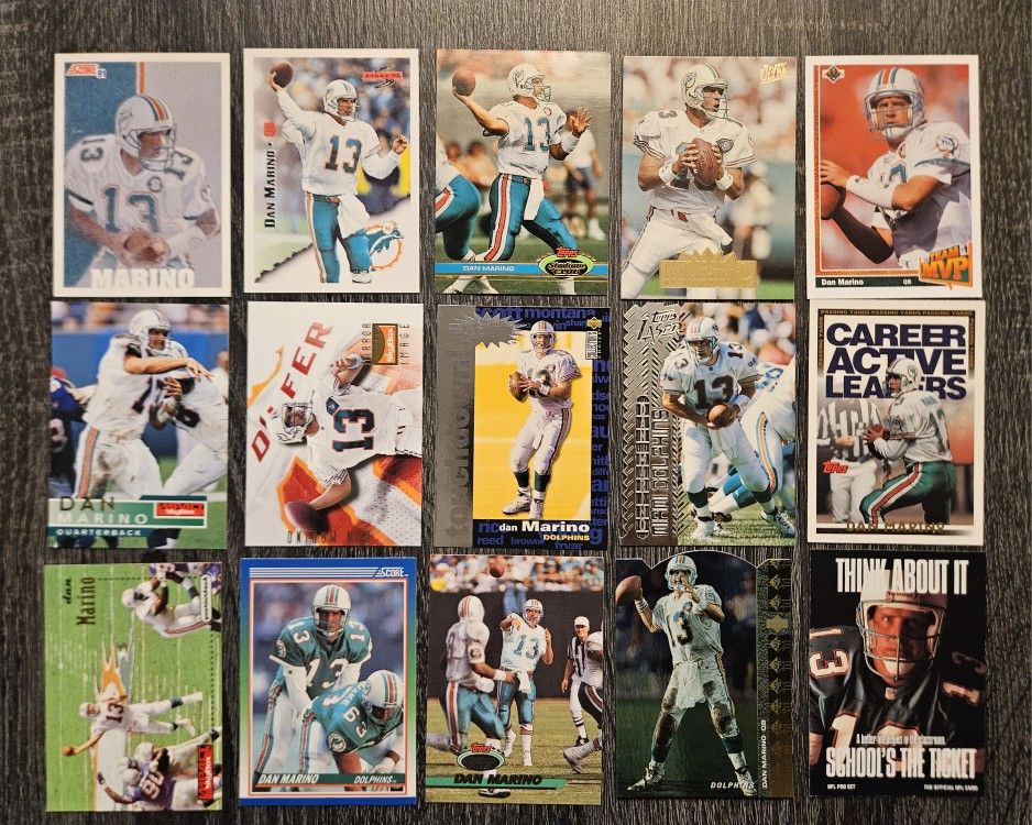 (15) All Different Dan Marino Football Card Lot Miami Dolphins - Multiple Available