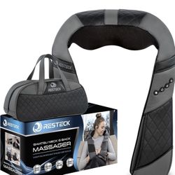 RESTECK Neck Back Massager w/ Heat 3D Kneading Shiatsu for Shoulders Body