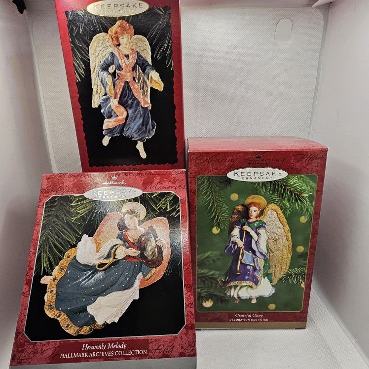 3 New Hallmark Keepsake ANGEL religion Glory Melody Tidings Christmas Set Lot NIB
Brand new, never displayed, original packaging
Total of 3 ornamen
